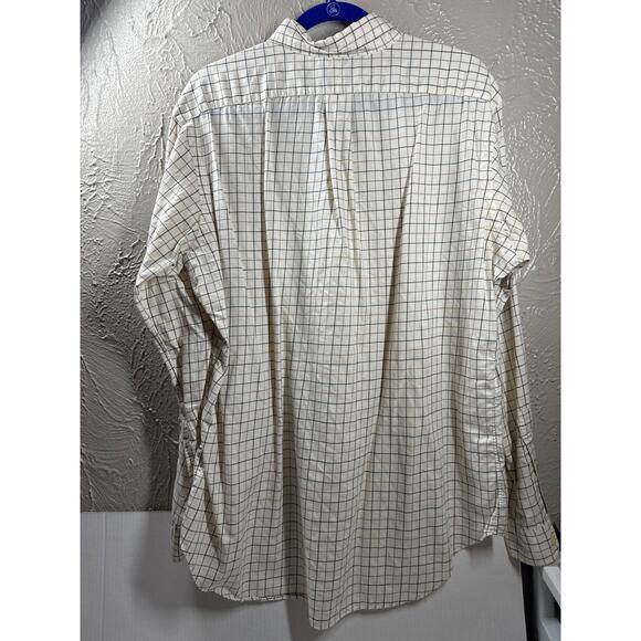 Ralph Lauren Cream Plaid Classic Fit Long Sleeve Button‎ Down Shirt Size Large - Picture 4 of 4